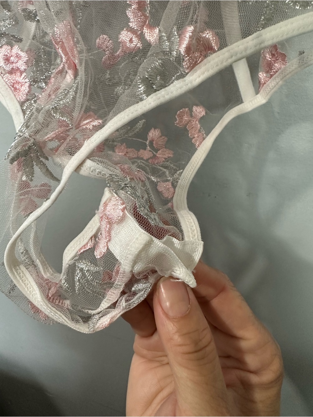 🌻5/$30🌻 NO TAG Sheer Floral Embroidered Corset Bodysuit - Picture 6 of 6